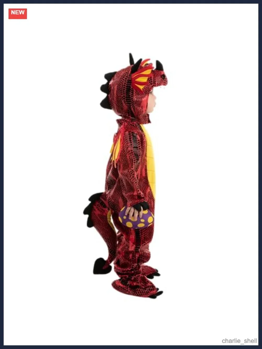 Toddler Dragon Costume 3D Hood Jumpsuit Wings Booties Plush Egg Halloween